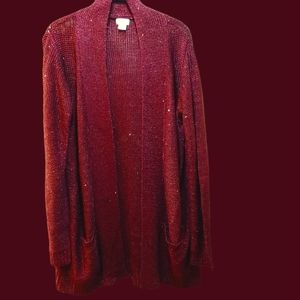 Jaclyn Smith womens sweater jacket Red/Burgundy XL